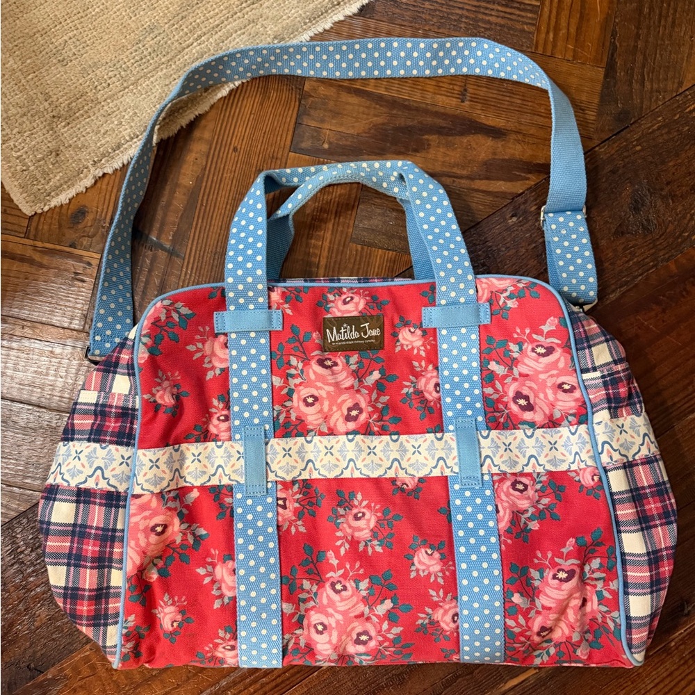 Michele Floral Travel Bag with Blue Straps